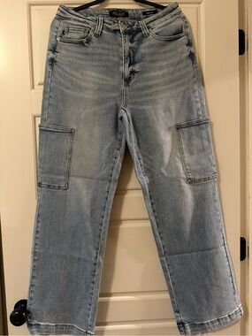 Judy Blue Light Blue Cargo Straight-Leg Jeans - Women's